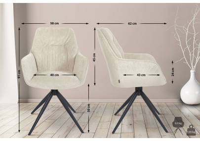 Chaise de salle à manger Jules, tissu crème