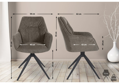 Chaise de salle à manger Jules, tissu gris foncé