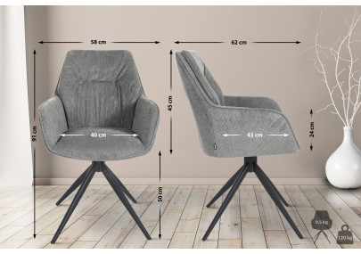 Chaise de salle à manger Jules, tissu gris