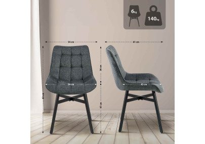 Fauteuil Colby, tissu gris foncé