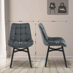 Fauteuil Colby, tissu gris foncé