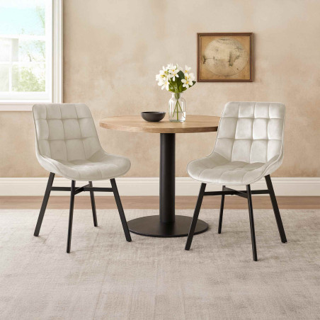 Fauteuil Colby, velours, crème