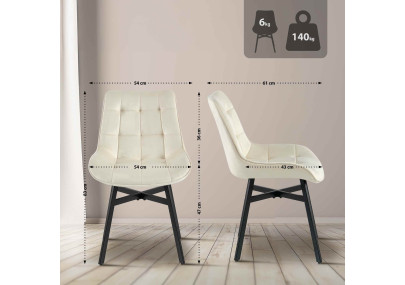 Fauteuil Colby, velours, crème