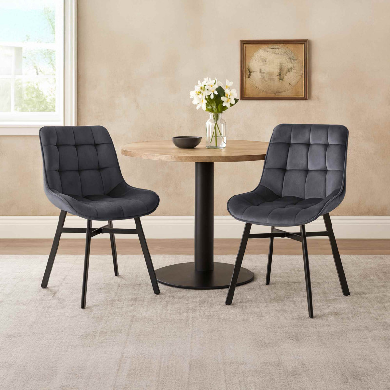 Fauteuil Colby, velours, gris foncé