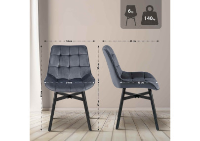 Fauteuil Colby, velours, gris foncé