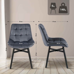 Fauteuil Colby, velours, gris foncé