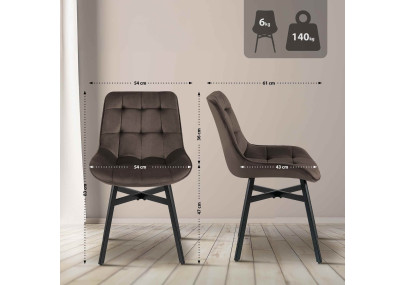 Fauteuil Colby, velours, marron