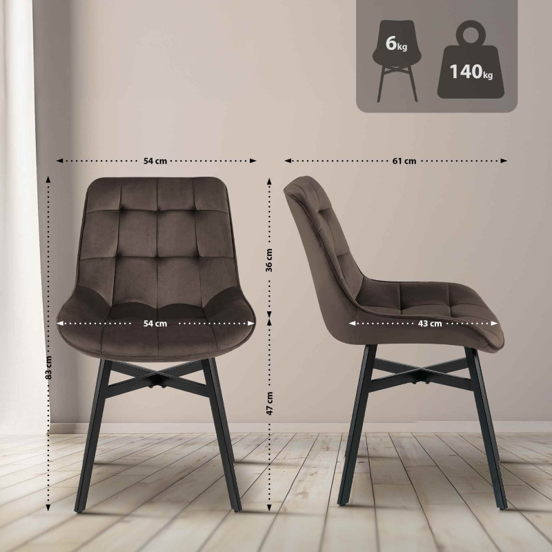 Fauteuil Colby, velours, marron