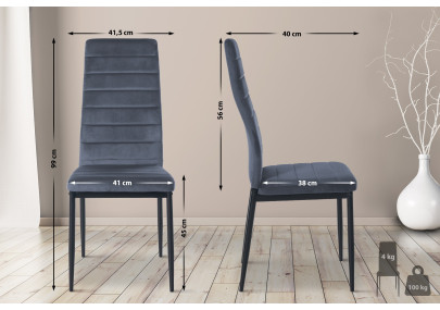 Chaise de salle à manger Mayfair, velours gris clair