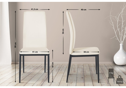 Chaise de salle à manger Savino, similicuir, crème