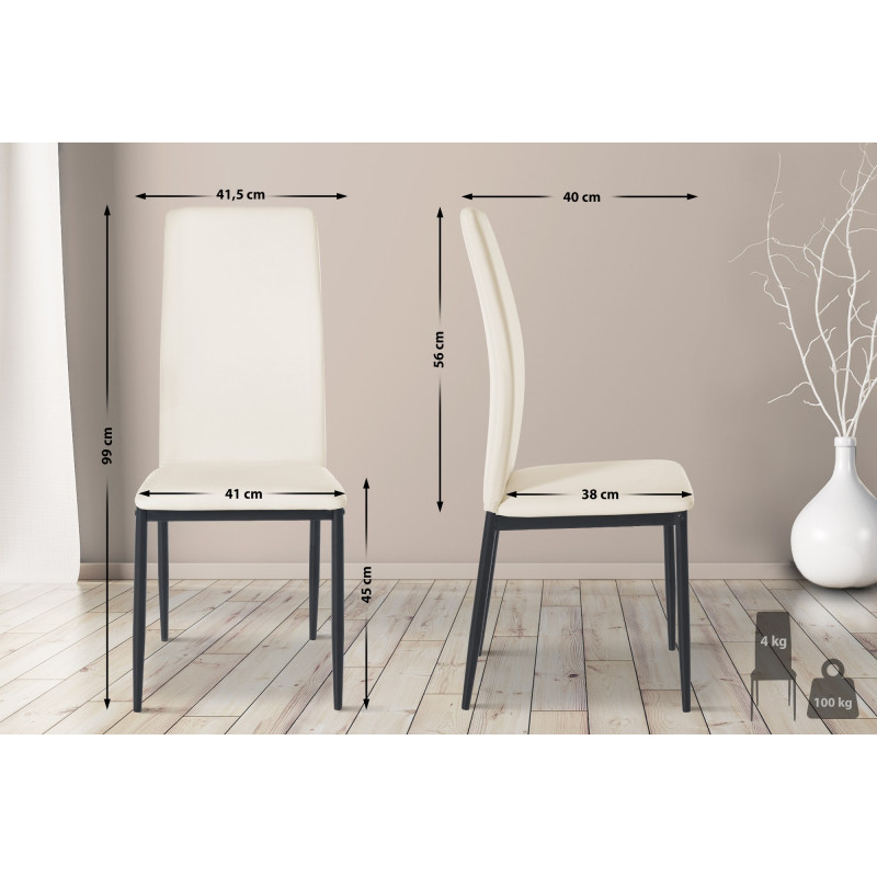 Chaise de salle à manger Savino, similicuir, crème