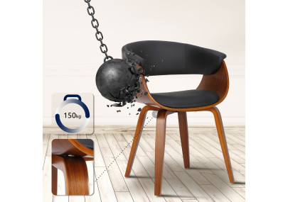 Fauteuil Bruce, similicuir, noyer/noir