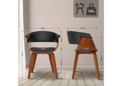 Fauteuil Bruce, similicuir, noyer/noir