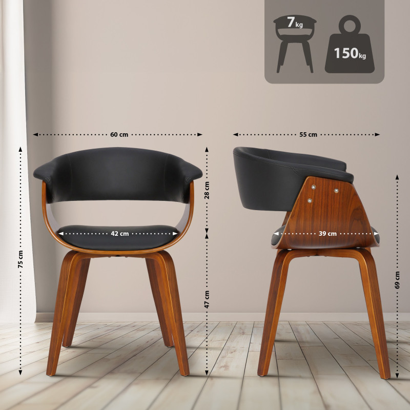 Fauteuil Bruce, similicuir, noyer/noir