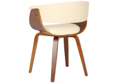 Fauteuil Bruce, similicuir, crème noyer