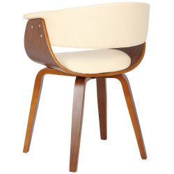 Fauteuil Bruce, similicuir, crème noyer