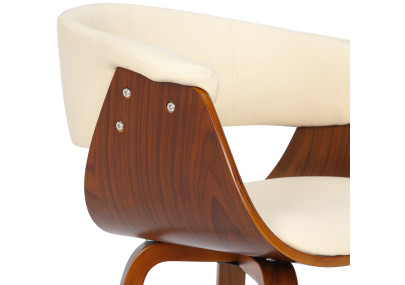 Fauteuil Bruce, similicuir, crème noyer