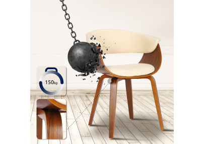 Fauteuil Bruce, similicuir, crème noyer