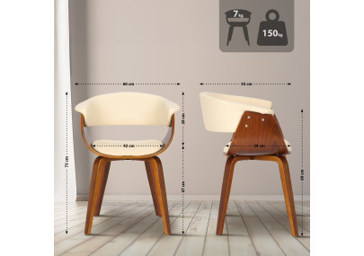 Fauteuil Bruce, similicuir, crème noyer