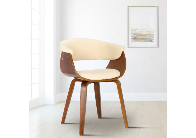 Fauteuil Bruce, similicuir, crème noyer