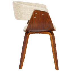 Fauteuil Bruce, tissu noyer et crème