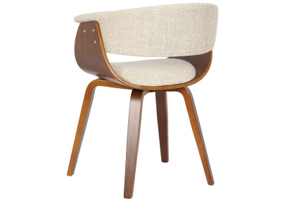 Fauteuil Bruce, tissu noyer et crème