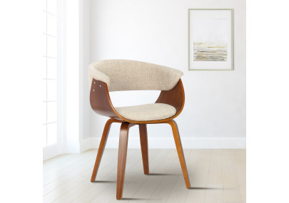 Fauteuil Bruce, tissu noyer et crème