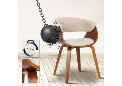 Fauteuil Bruce, tissu noyer et crème