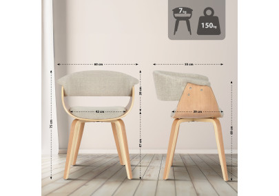 Fauteuil Bruce, tissu crème naturel