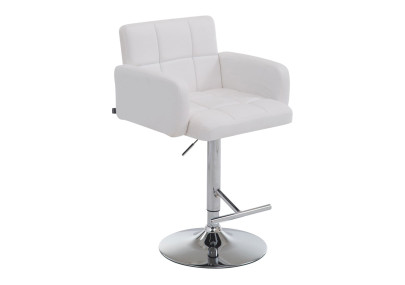 Sgabello Los Angeles in similpelle bianco,cromo
