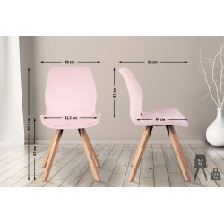 Ensemble de 2 chaises Luna en velours rose