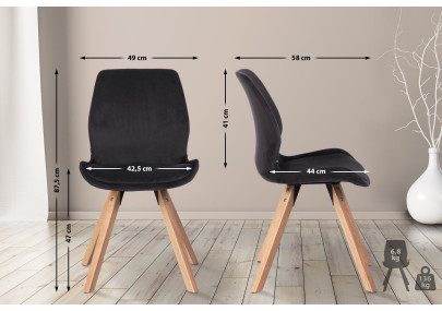 Ensemble de 2 chaises Luna en velours noir