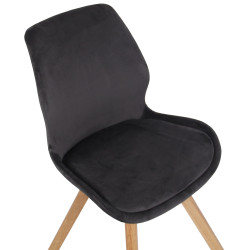 Ensemble de 2 chaises Luna en velours gris foncé