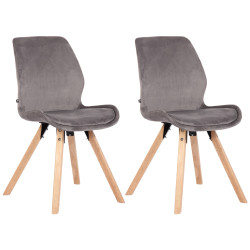 Ensemble de 2 chaises Luna en velours gris