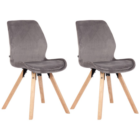 Ensemble de 2 chaises Luna en velours gris