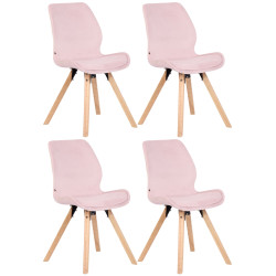 Ensemble de 4 chaises Luna en velours rose