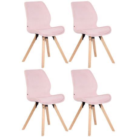 Ensemble de 4 chaises Luna en velours rose