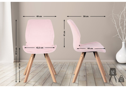Ensemble de 4 chaises Luna en velours rose
