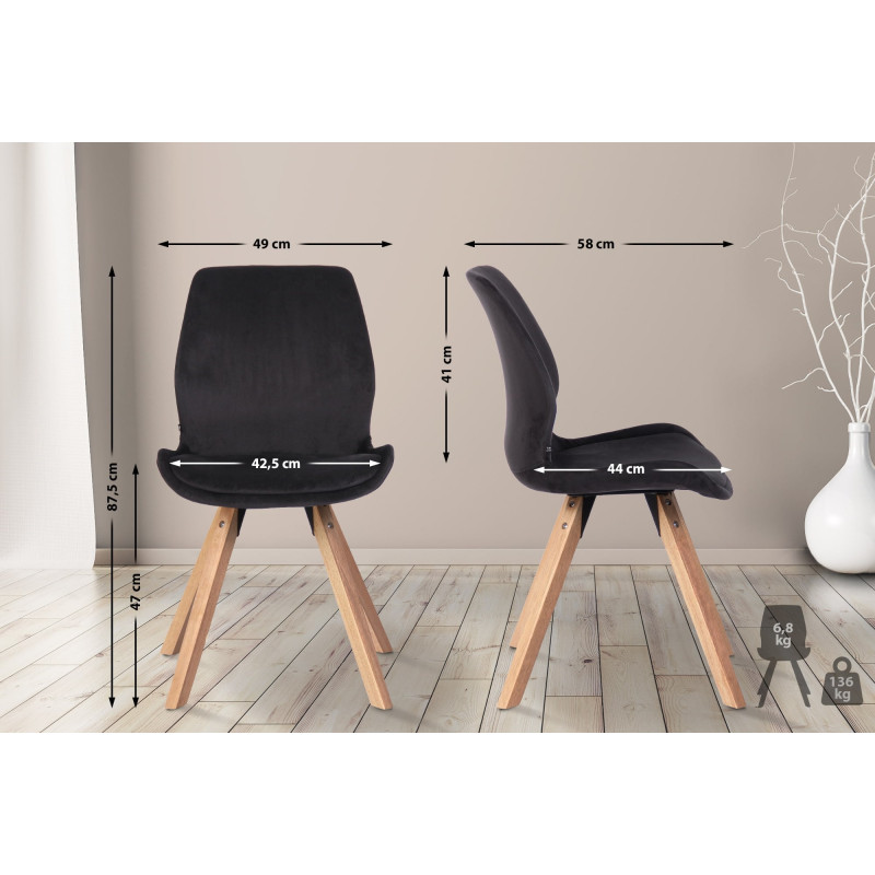 Ensemble de 4 chaises Luna en velours noir