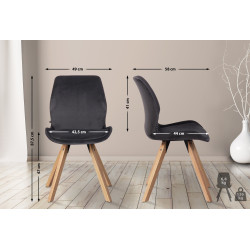 Ensemble de 4 chaises Luna en velours gris foncé