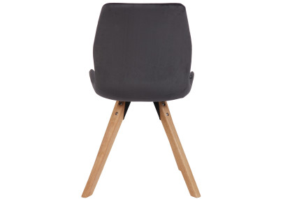 Ensemble de 4 chaises Luna en velours gris foncé