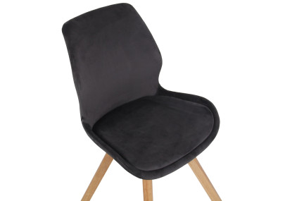 Ensemble de 4 chaises Luna en velours gris foncé