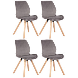 Ensemble de 4 chaises Luna en velours gris