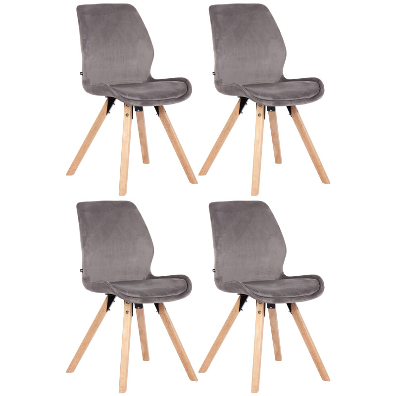 Ensemble de 4 chaises Luna en velours gris