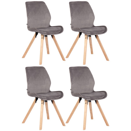 Ensemble de 4 chaises Luna en velours gris