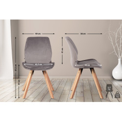 Ensemble de 4 chaises Luna en velours gris