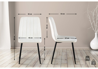 Fauteuil en velours Dijon, blanc crème