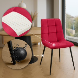 Chaise de salle à manger Tilde en velours rouge