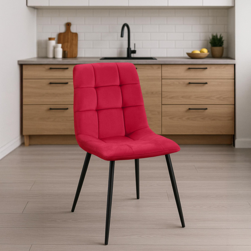 Chaise de salle à manger Tilde en velours rouge