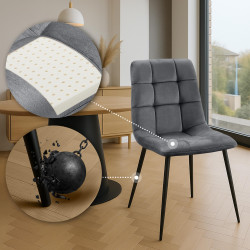 Chaise de salle à manger Tilde en velours gris foncé